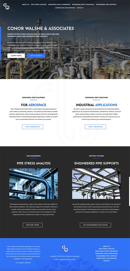 CW Associates industrial engineering website design with modern professional layout by Liset Alanis Designs.